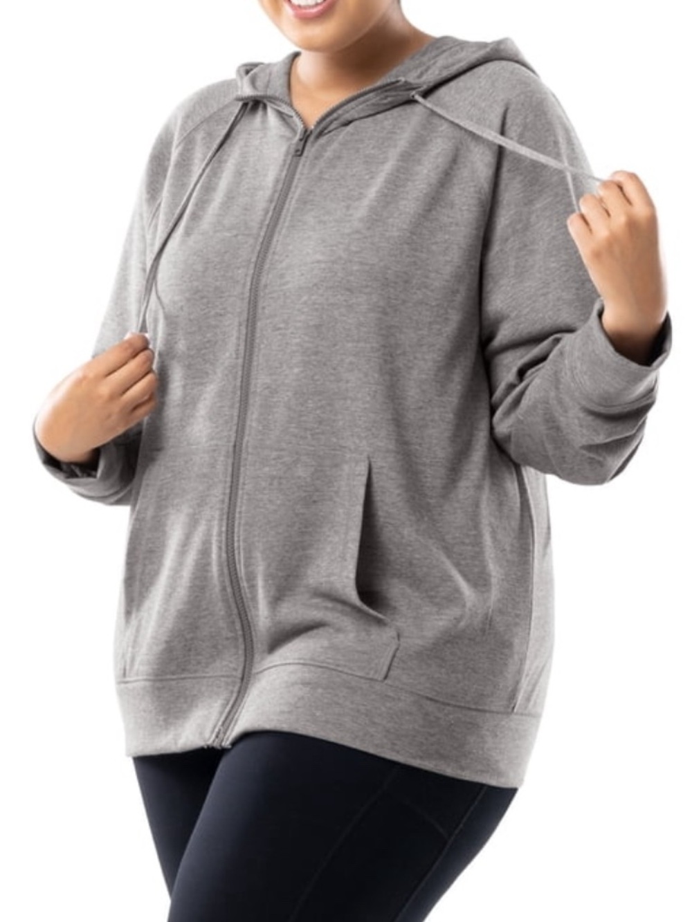 Grey Full-Zip Hooded Sweatshirt for Women’s Size 1X